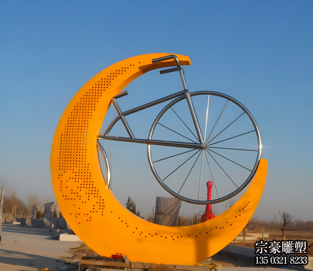 自行车主题不锈钢景观雕塑