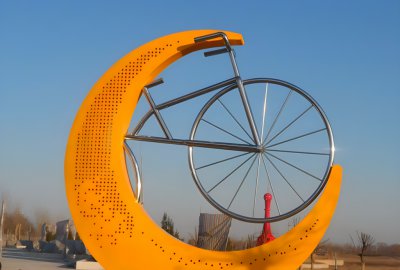 自行车主题不锈钢景观雕塑