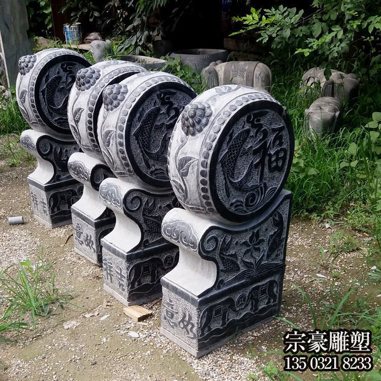 青石抱鼓石门墩 青石抱鼓石门墩