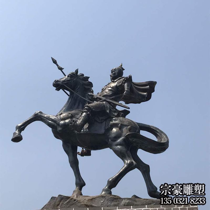 骑马人物雕塑——铸铜历史名人古代武将骑马雕塑