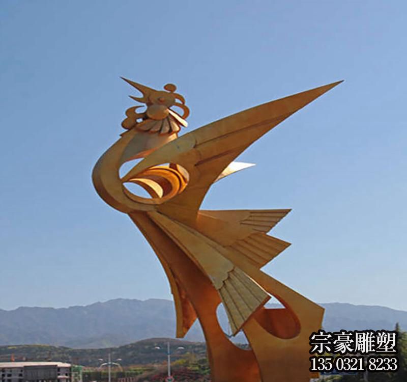 不锈钢金凤凰景观雕塑 不锈钢金凤凰景观雕塑