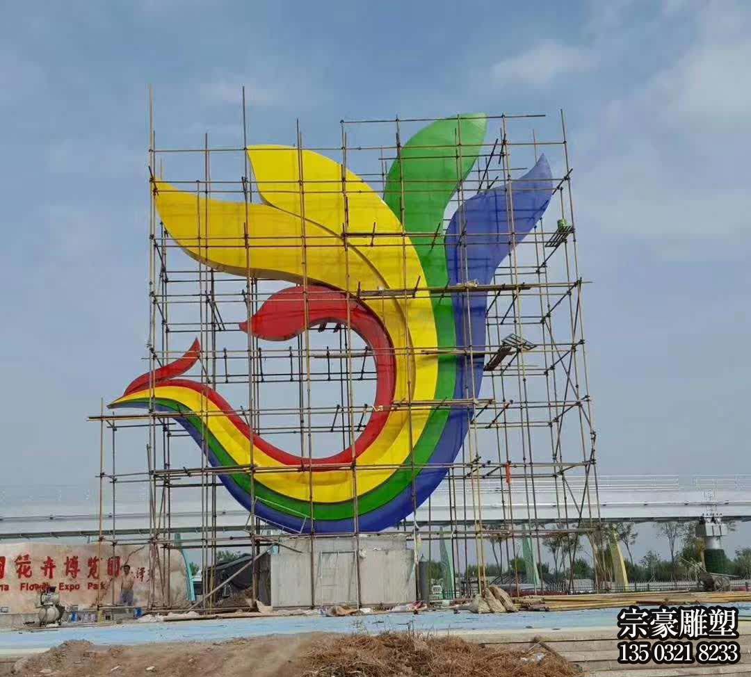 不锈钢彩绘抽象凤凰雕塑 不锈钢彩绘抽象凤凰雕塑