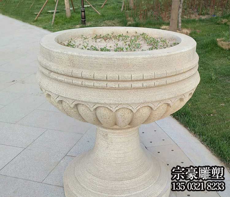 大理石花盆公园石雕欧式花盆雕塑