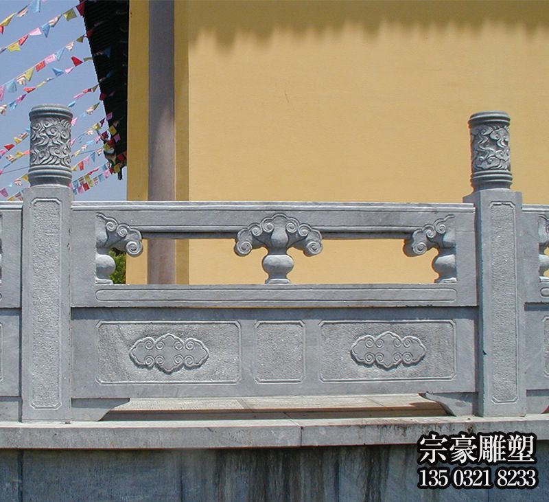 寺院阳台围栏青石花纹雕刻栏杆