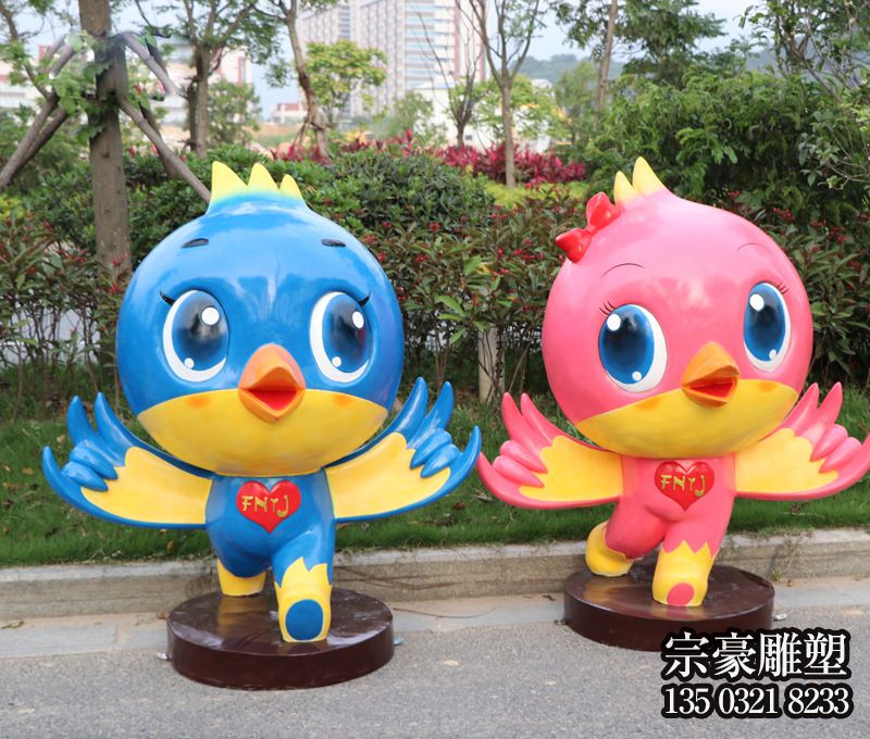 玻璃钢卡通小鸟造型动漫摆件 玻璃钢卡通小鸟造型动漫摆件