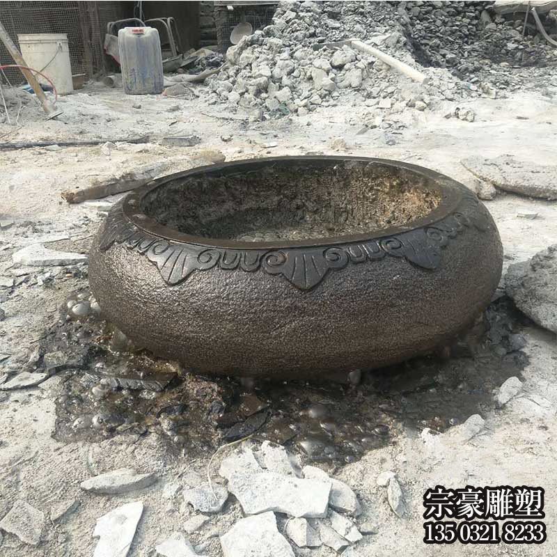 大理石仿古水钵石雕摆件 大理石仿古水钵石雕摆件
