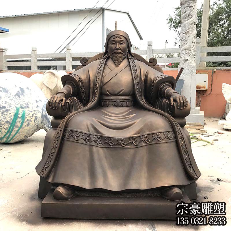 玻璃钢仿铜成吉思汗雕塑像 玻璃钢仿铜成吉思汗雕塑像