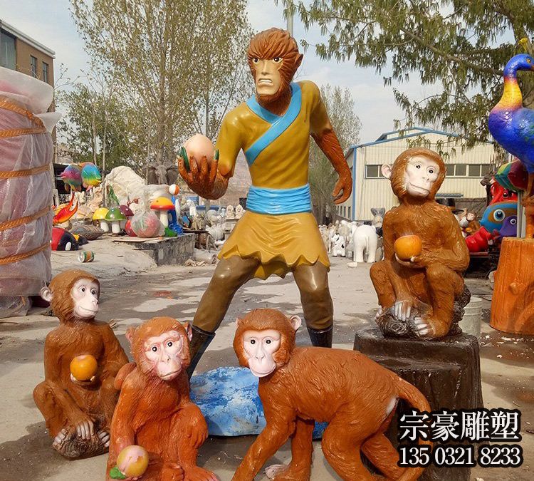 玻璃钢猴子造型雕塑 玻璃钢猴子造型雕塑
