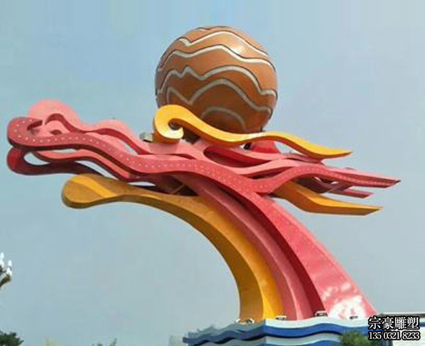 不锈钢抽象龙头景观雕塑