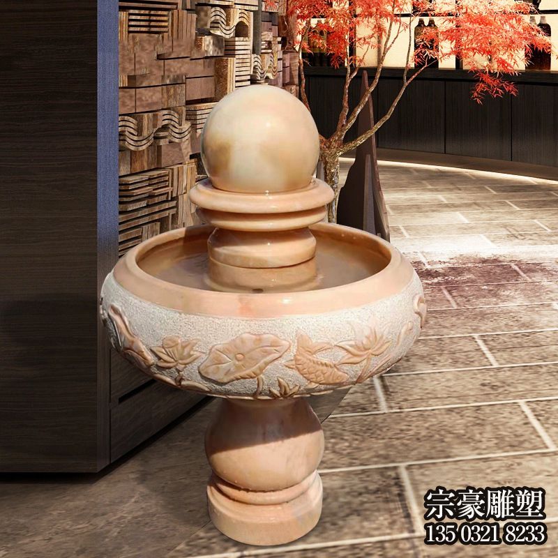 小型家用石雕风水球水钵
