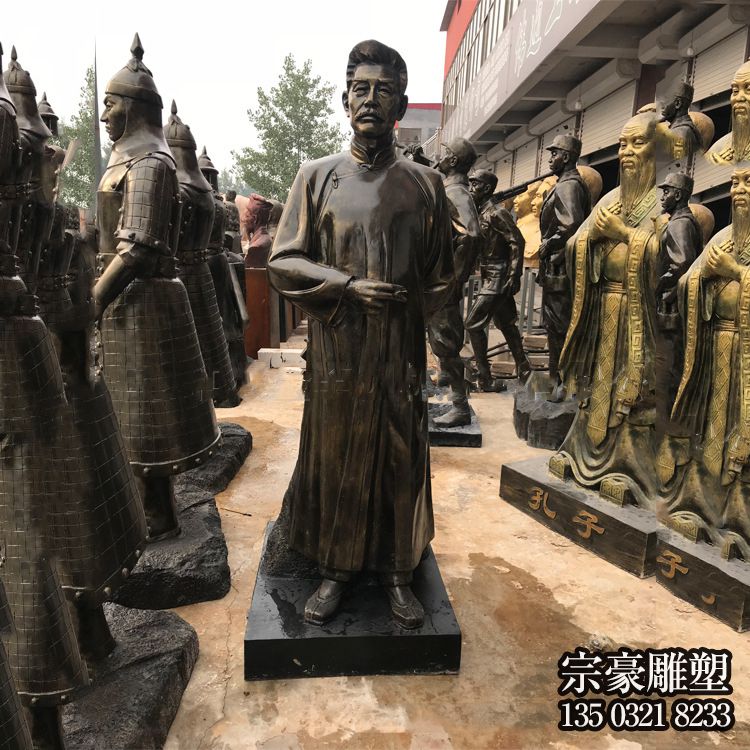 玻璃钢仿铜鲁迅雕塑 玻璃钢仿铜鲁迅雕塑