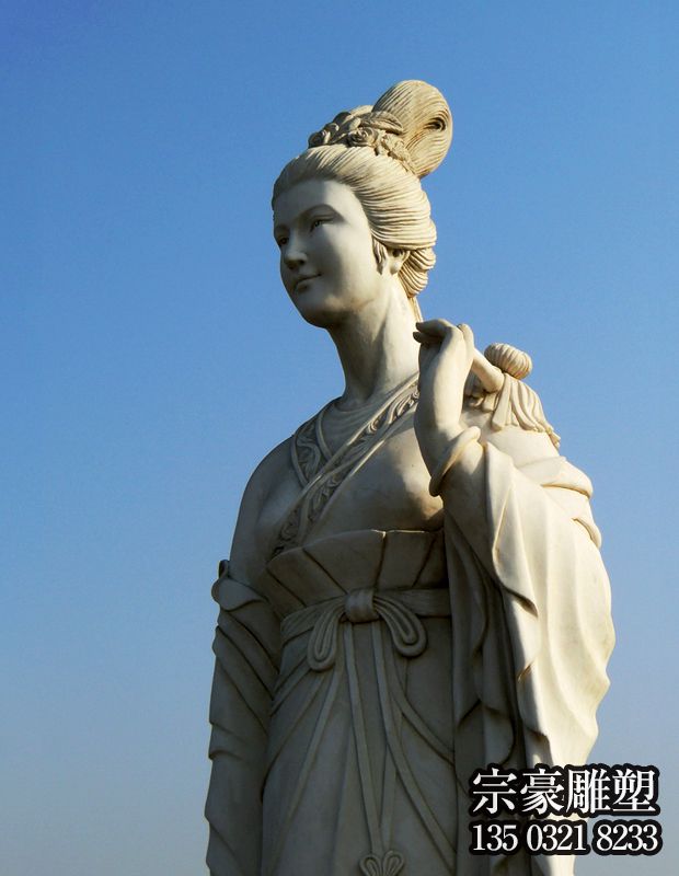 菊花花神庞苏石雕像