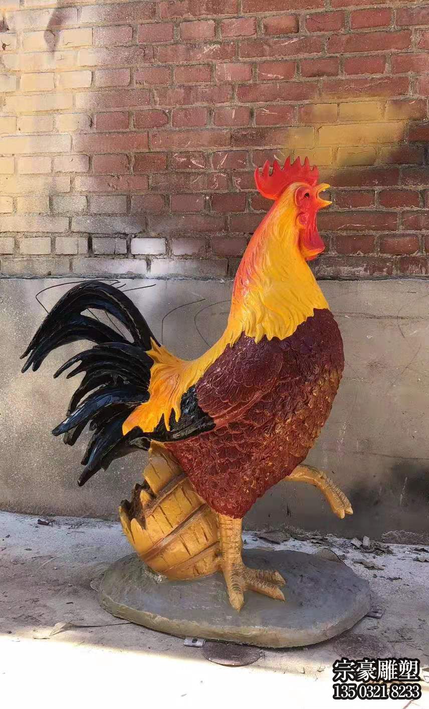 玻璃钢仿真大公鸡雕塑摆件 玻璃钢仿真大公鸡雕塑摆件