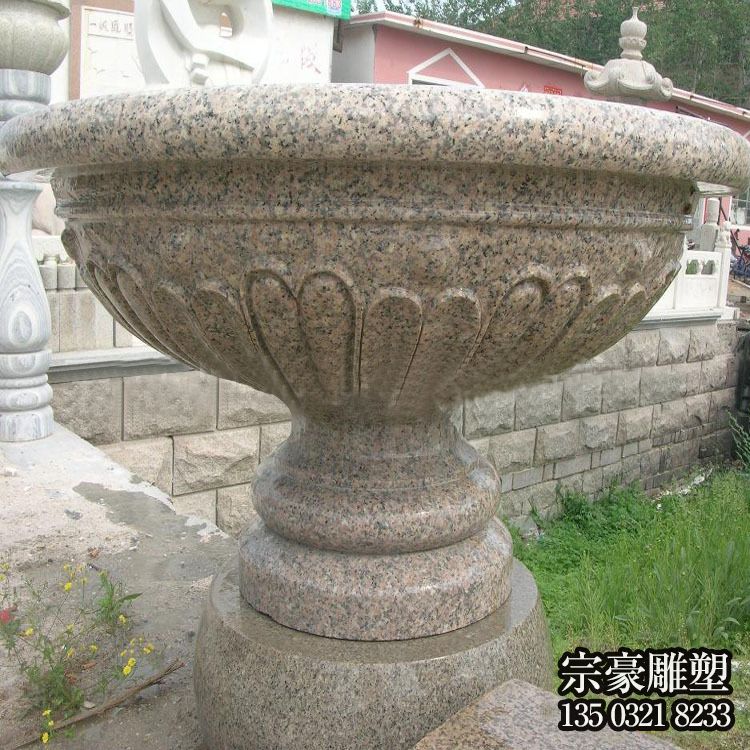 欧式园林花岗岩石雕花盆 欧式园林花岗岩石雕花盆