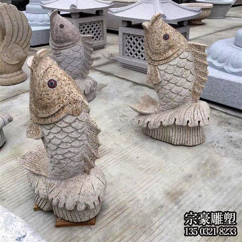 花岗岩石雕喷水鱼雕塑摆件 花岗岩石雕喷水鱼雕塑摆件