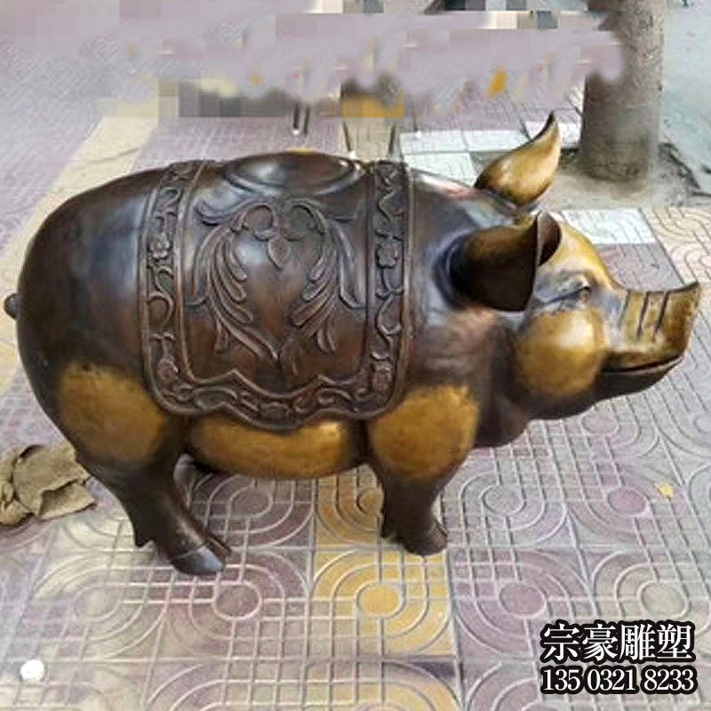 黄铜铸造生肖猪雕塑 黄铜铸造生肖猪雕塑