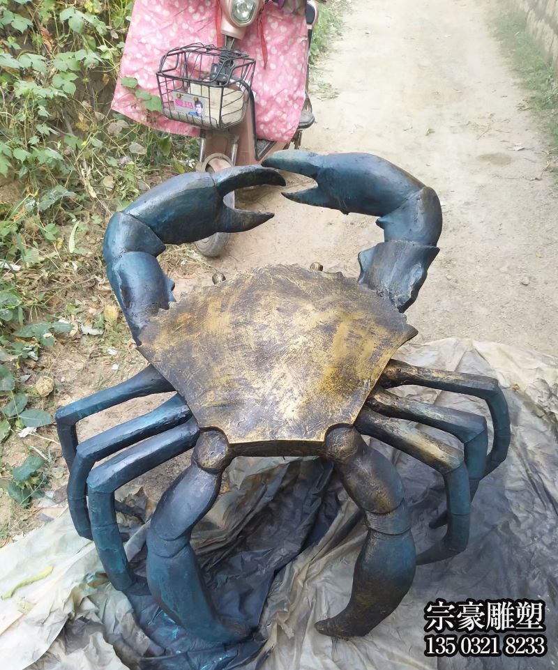 纯铜铸造仿真螃蟹雕塑摆件 纯铜铸造仿真螃蟹雕塑摆件