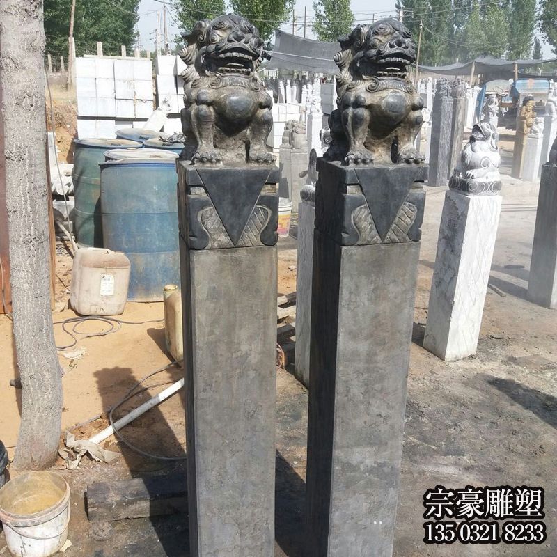 仿古拴马桩狮子造型石柱子 仿古拴马桩狮子造型石柱子