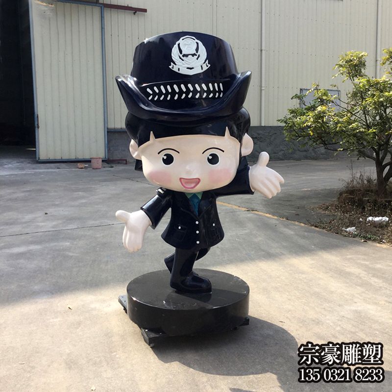 玻璃钢卡通民警女警公仔