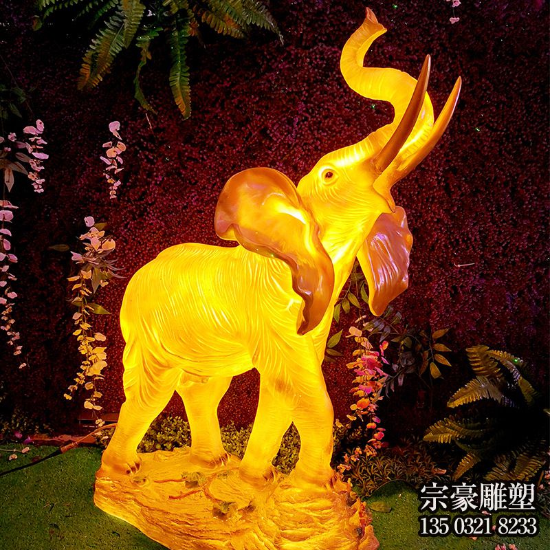 玻璃钢发光小象雕塑摆件
