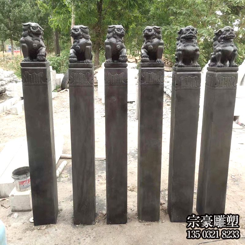 青石仿古石狮子庭院门前拴马柱 青石仿古石狮子庭院门前拴马柱