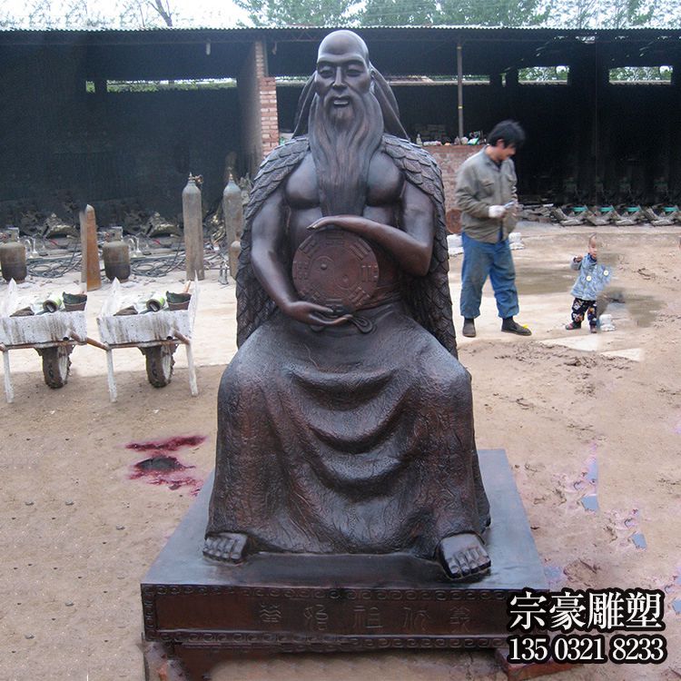 纯铜铸造人祖伏羲铜雕像 纯铜铸造人祖伏羲铜雕像