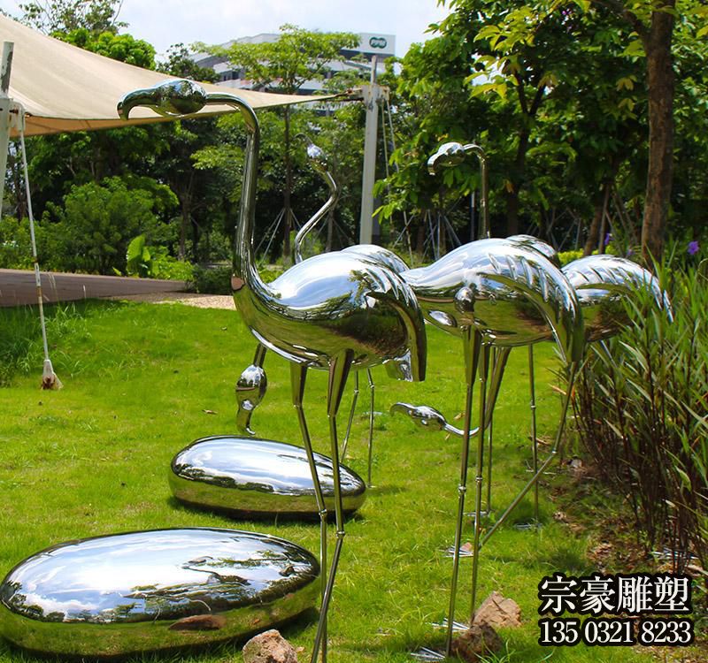 镜面不锈钢火烈鸟动物摆件