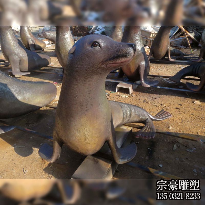 玻璃钢仿真海豹雕塑摆件