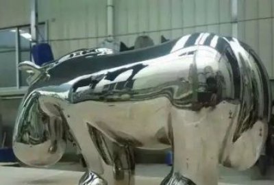 镜面不锈钢河马雕塑