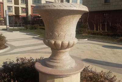 小区花岗岩石雕花钵