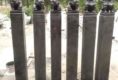 青石仿古栓马柱石雕摆件