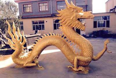不锈钢喷漆中国龙雕塑