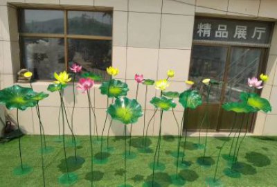 不锈钢锻造仿真荷叶荷花雕塑