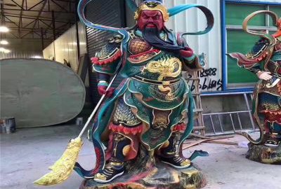 纯铜彩绘关公关二爷铜雕
