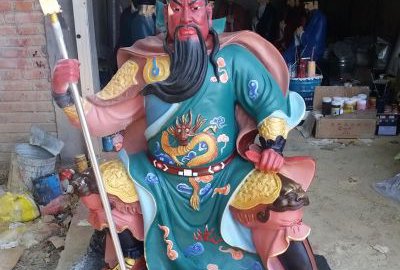 玻璃钢彩绘关公雕像